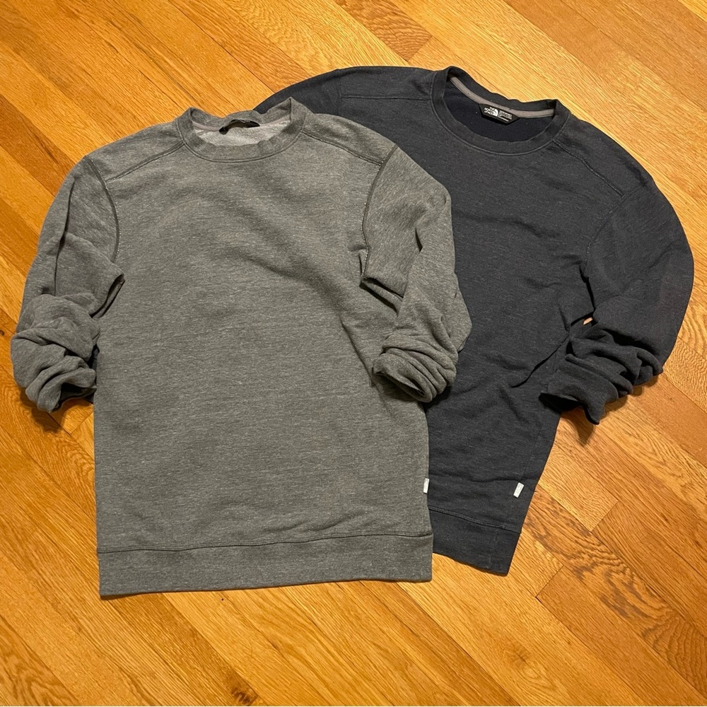 2 NORTH FACE SWEATSHIRT GRAY DARK GRAY LONGALEEVE TOPS SMALL
